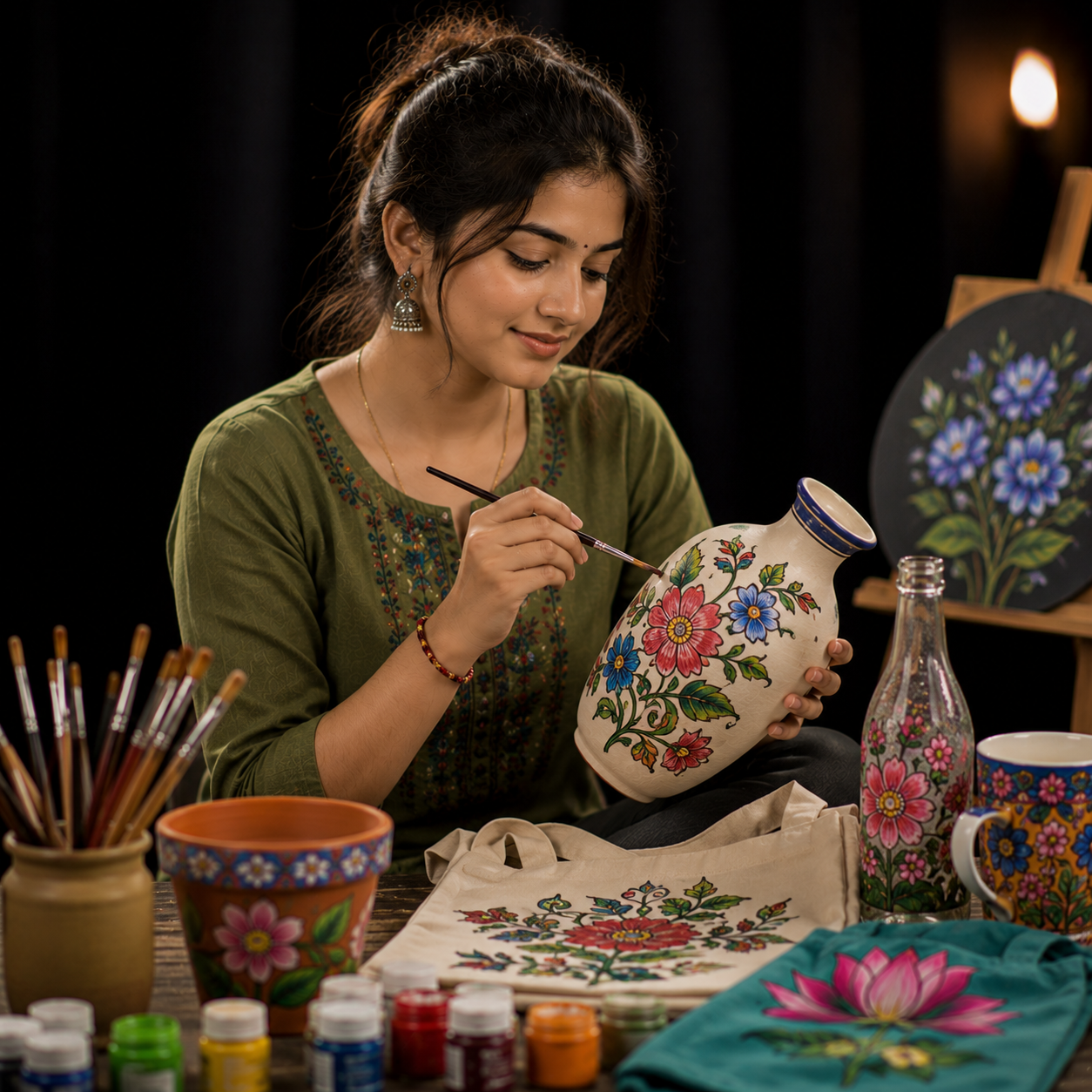 Fabric, Silk, Glass, Pot & Ceramic Painting at Rudra Academy